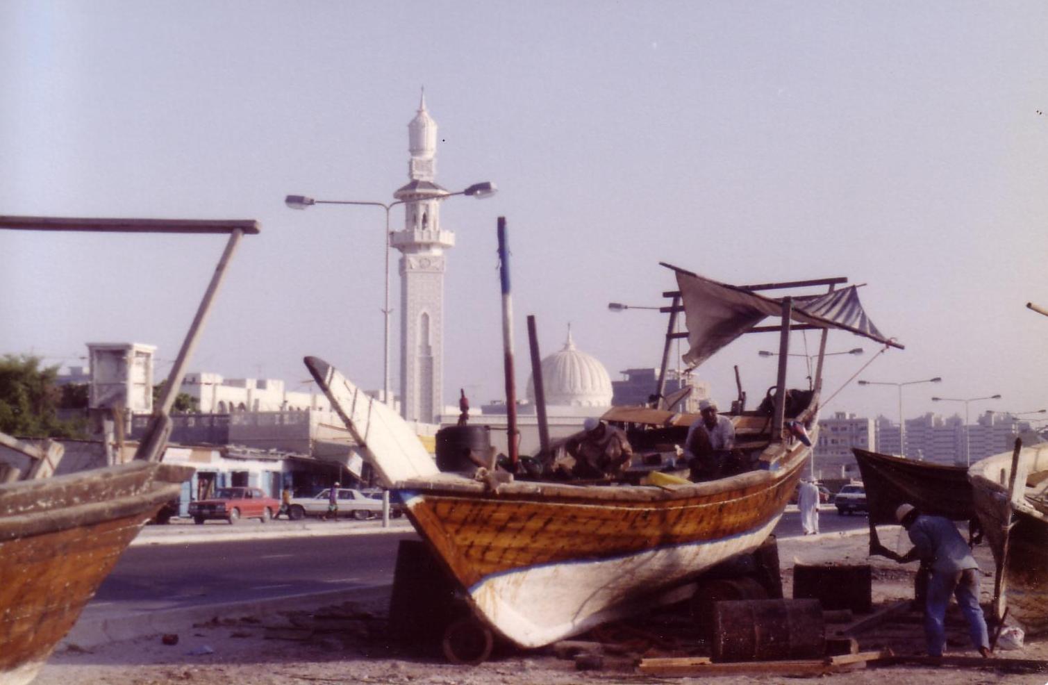 Repairing dhows on Sharjah seafront