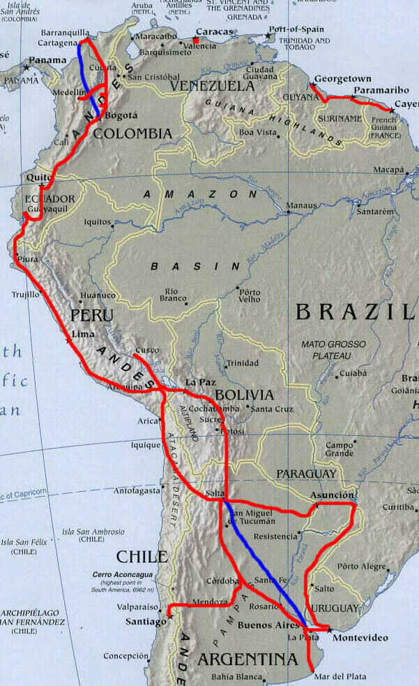 Grand Tour of South America map