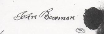John Boorman's signature in 1754