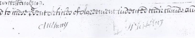 Anthony Whiting's signature in 1701