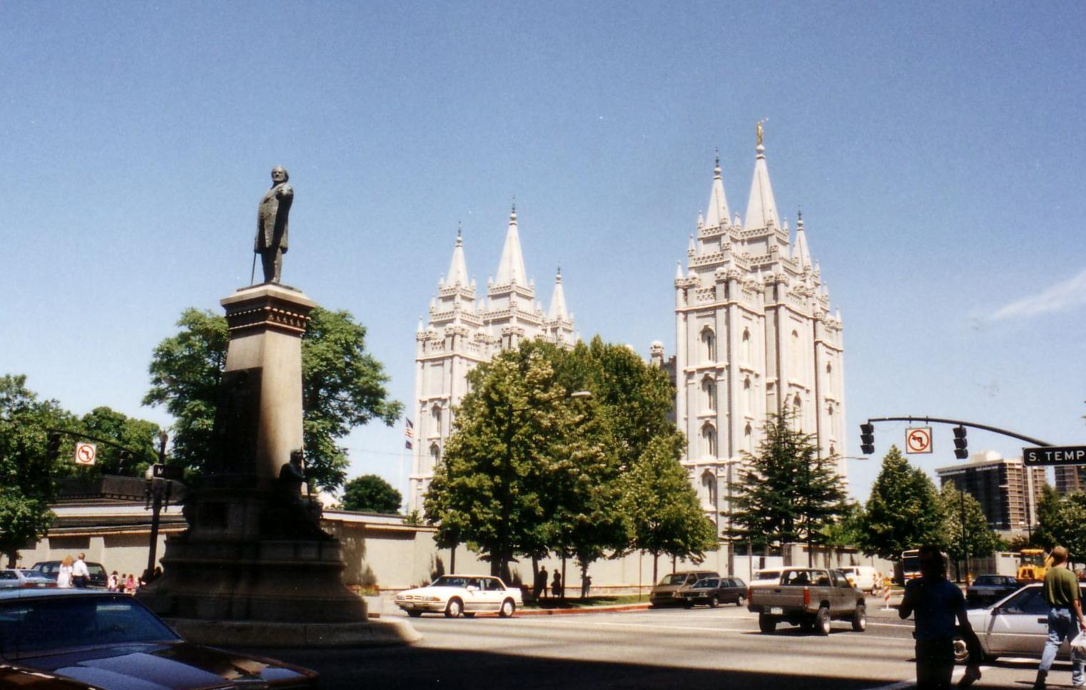 Salt Lake City Temple and Brigham Young