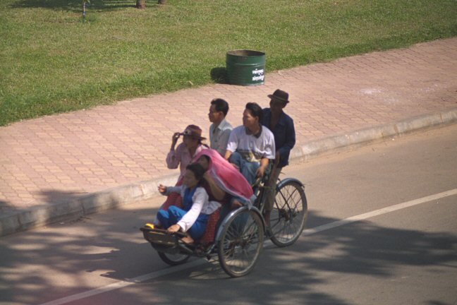 Whole family on a cyclo, Phnom Penh