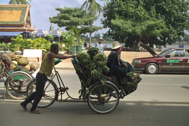 Cyclo full of bananas, Phnom Penh