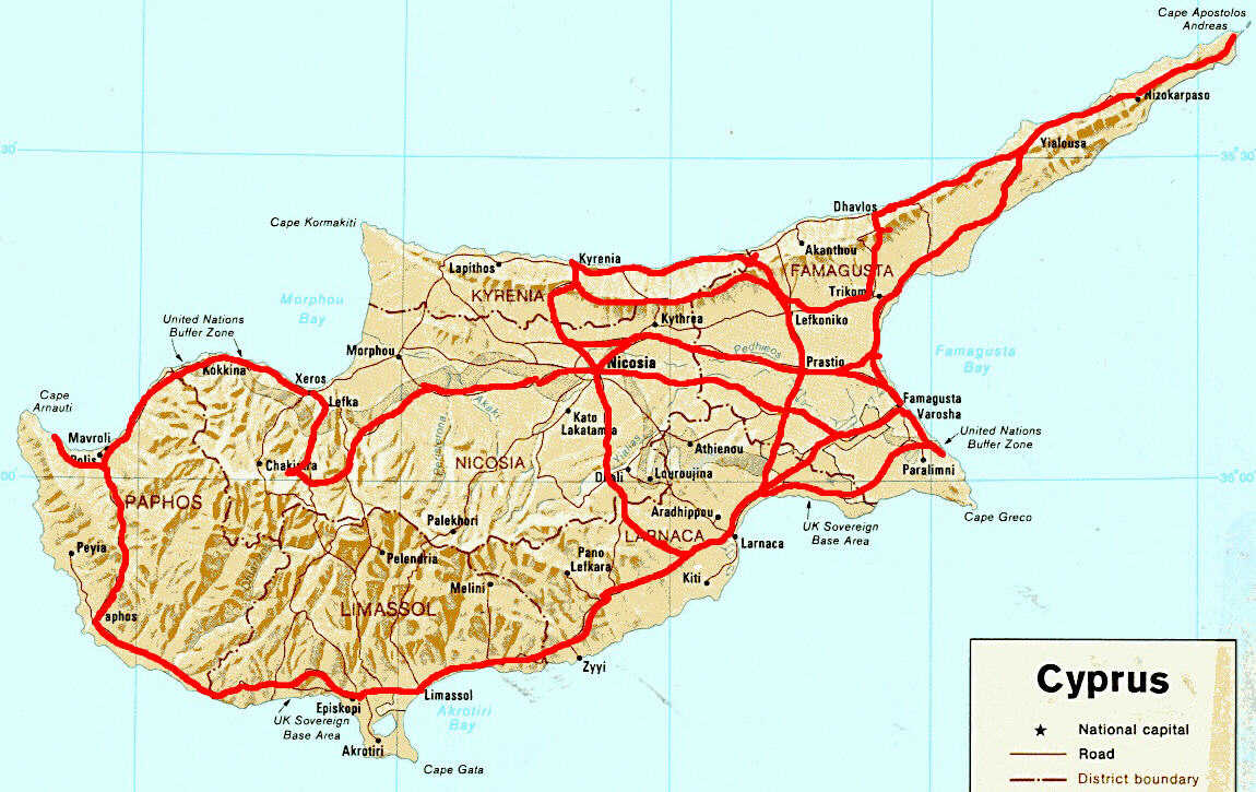 Our routes around Cyprus in 1973