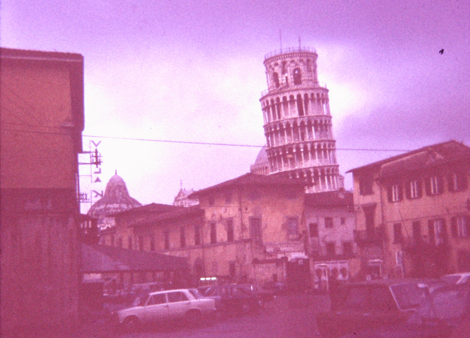 The leaning tower of Pisa from the back streets