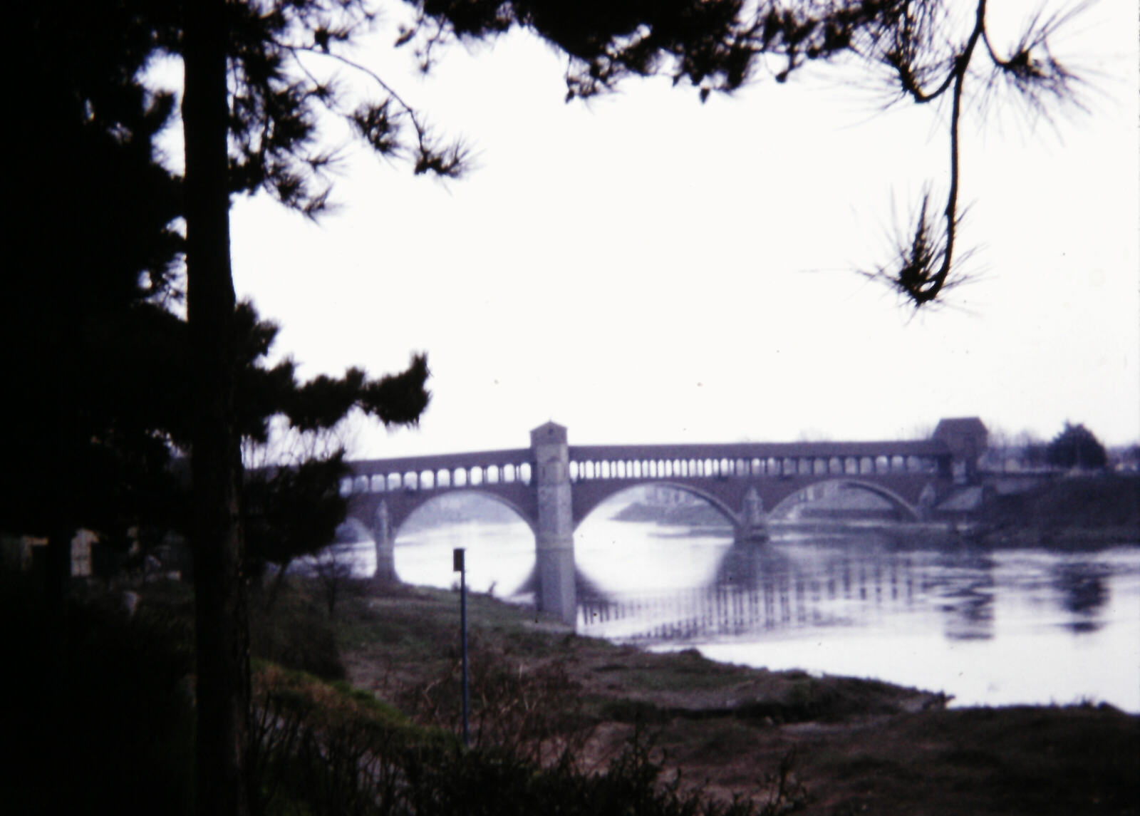 Bridge over the river Po in Pavia, Italy