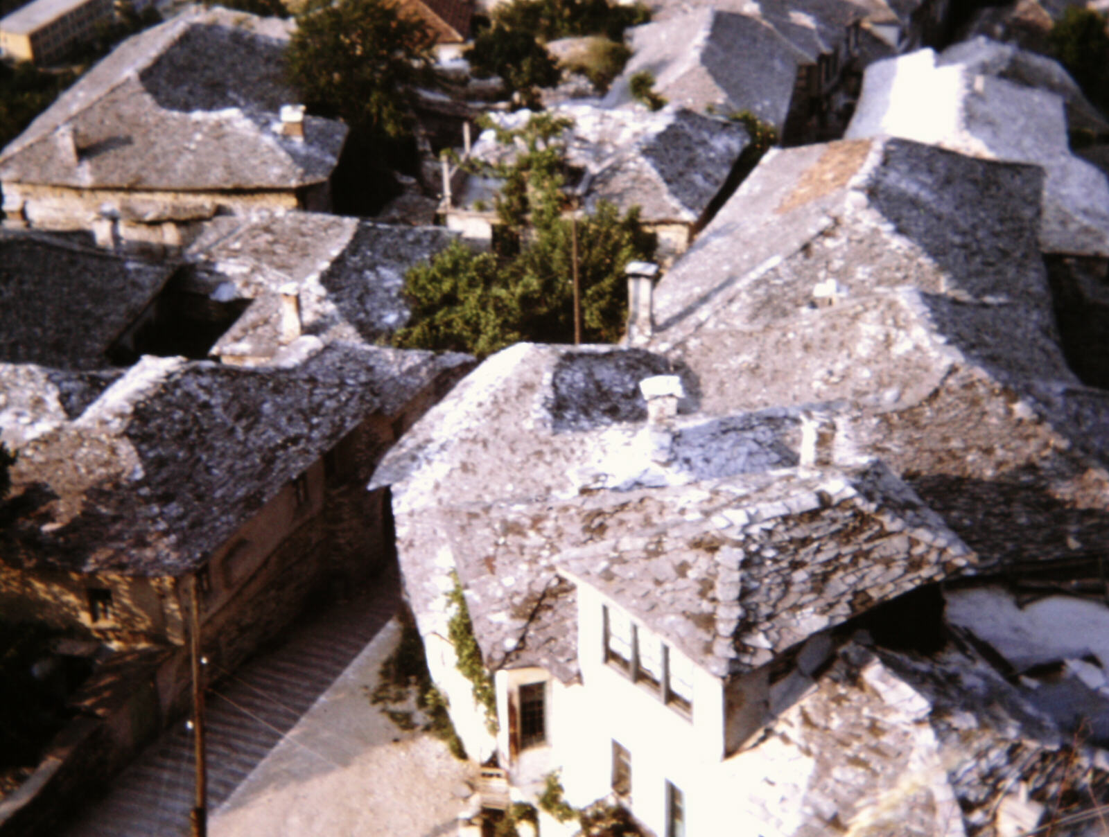 Slate roofed houses from Gjirokaster castle, Albania