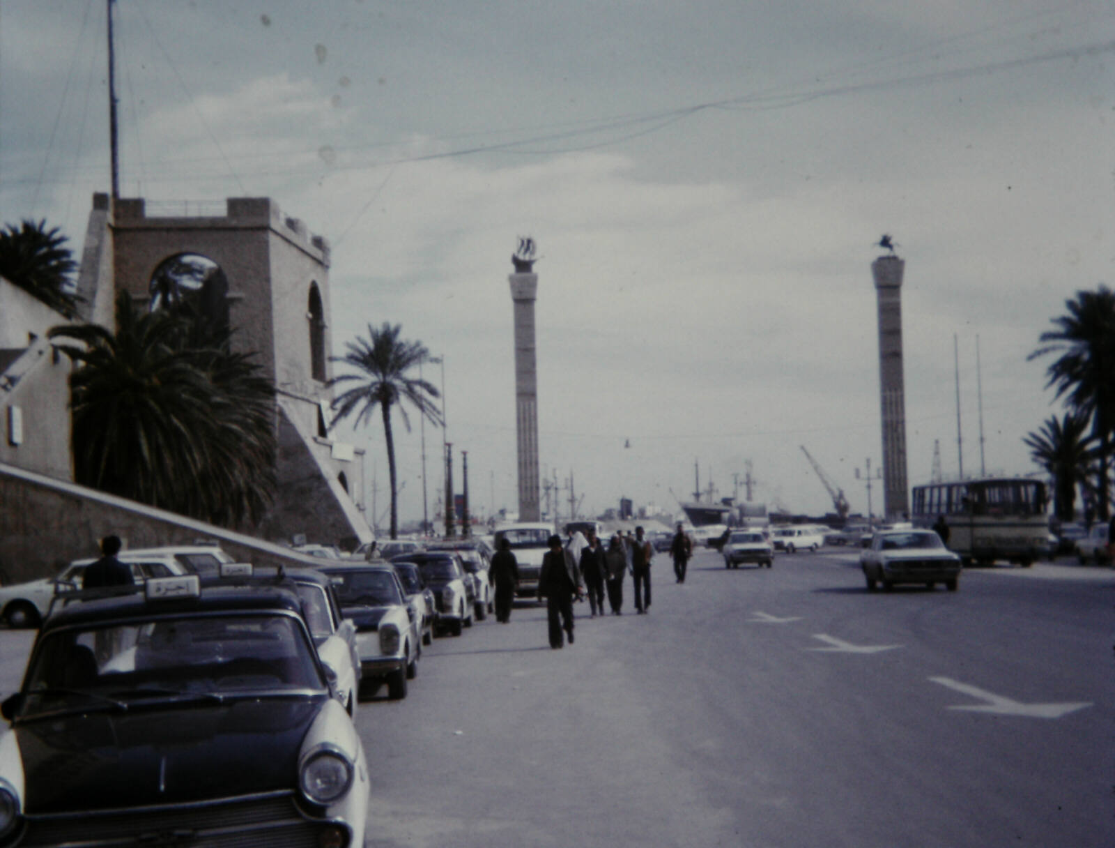 Pillars at the dock entrance in Tripoli, Libya