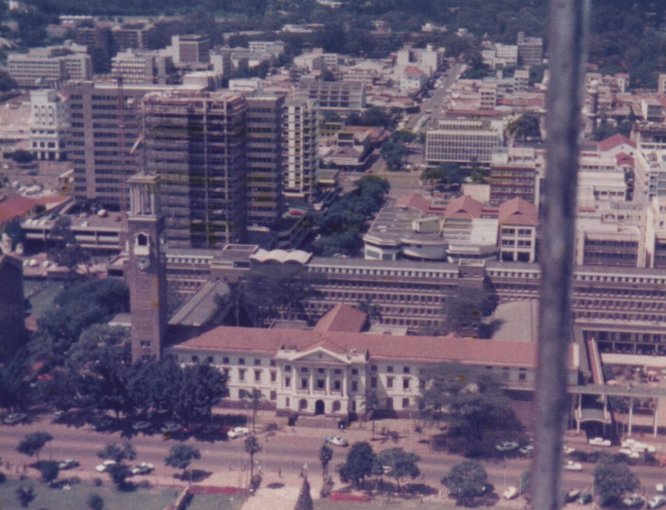 The City Hall in Nairobi, Kenya, from the revolving restaurant in Uhuru park