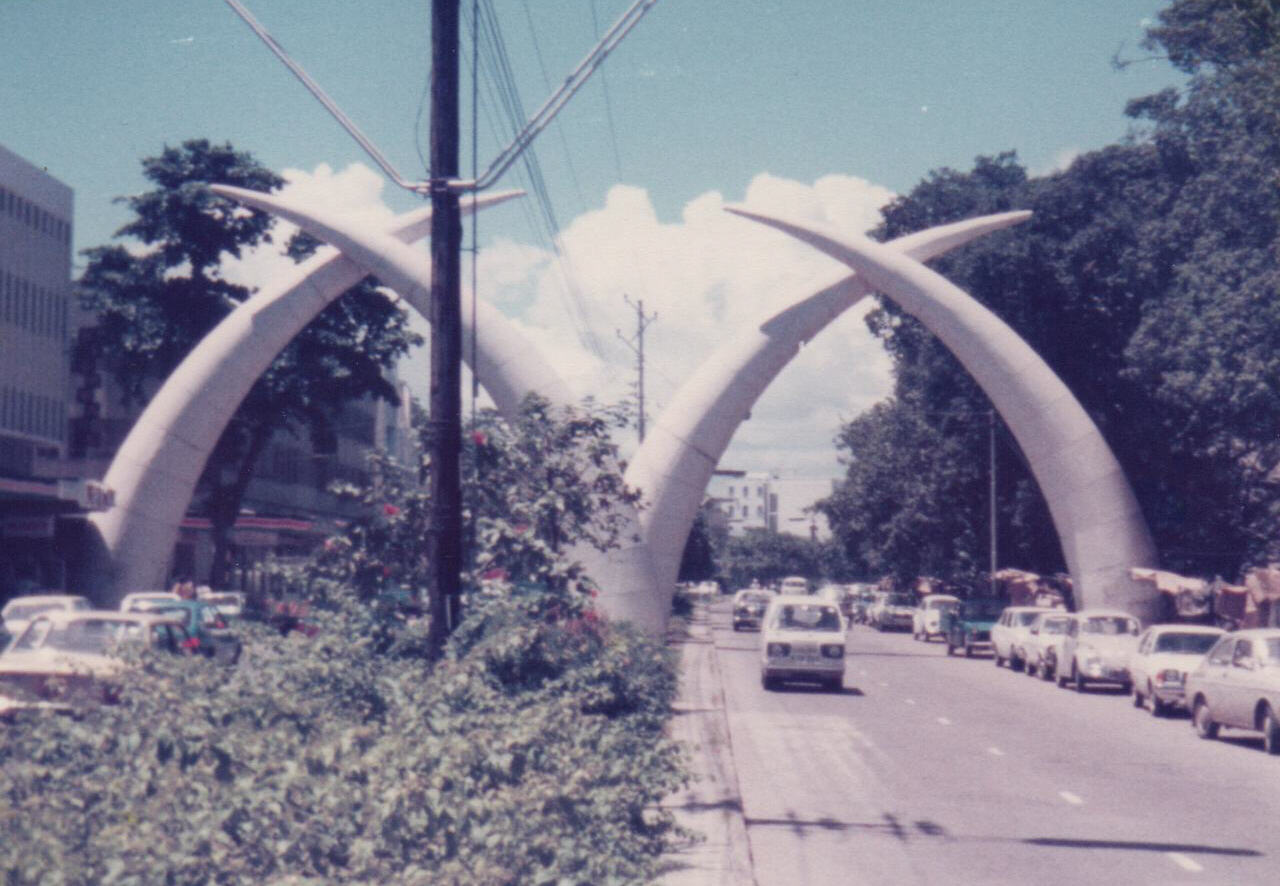 Elephant tusk archways in Mombasa, Kenya