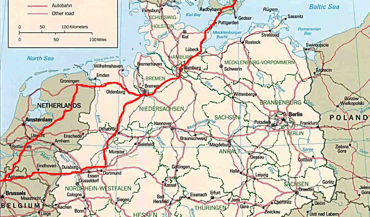 Our route overland to Stockholm in 2004