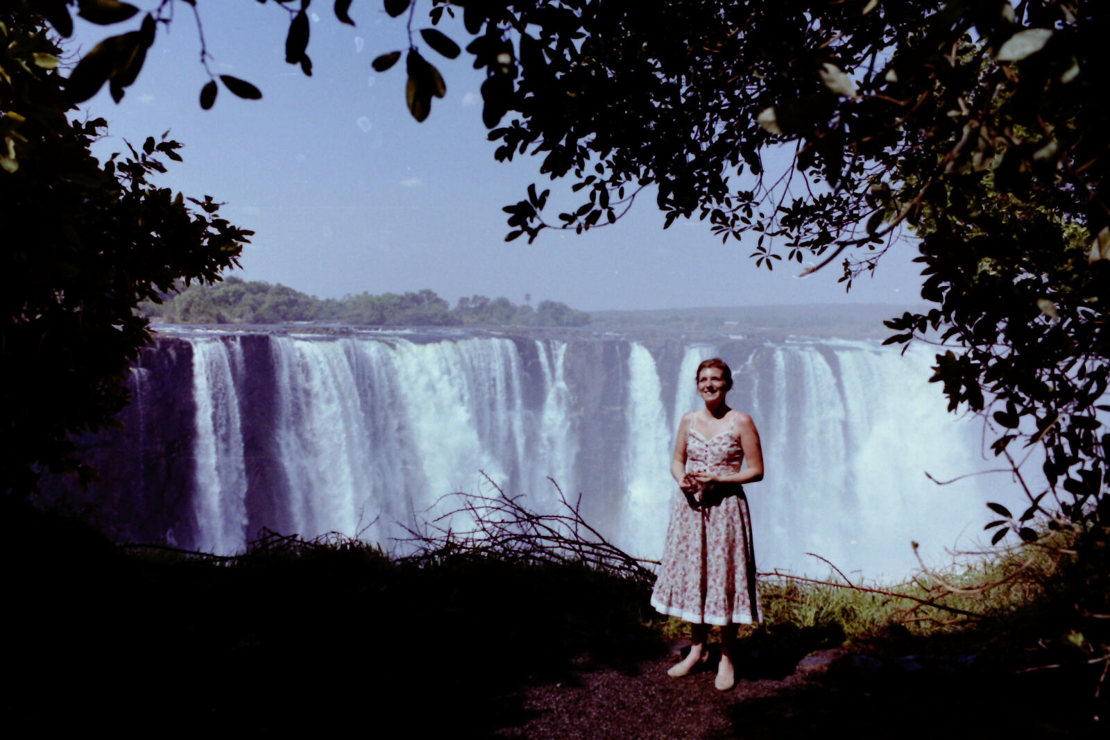 About to burst into song at the Victoria Falls