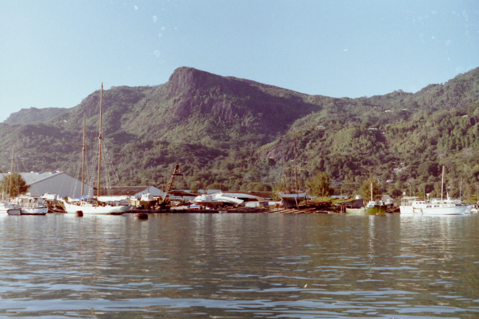 Leaving Victoria harbour in the Seychelles