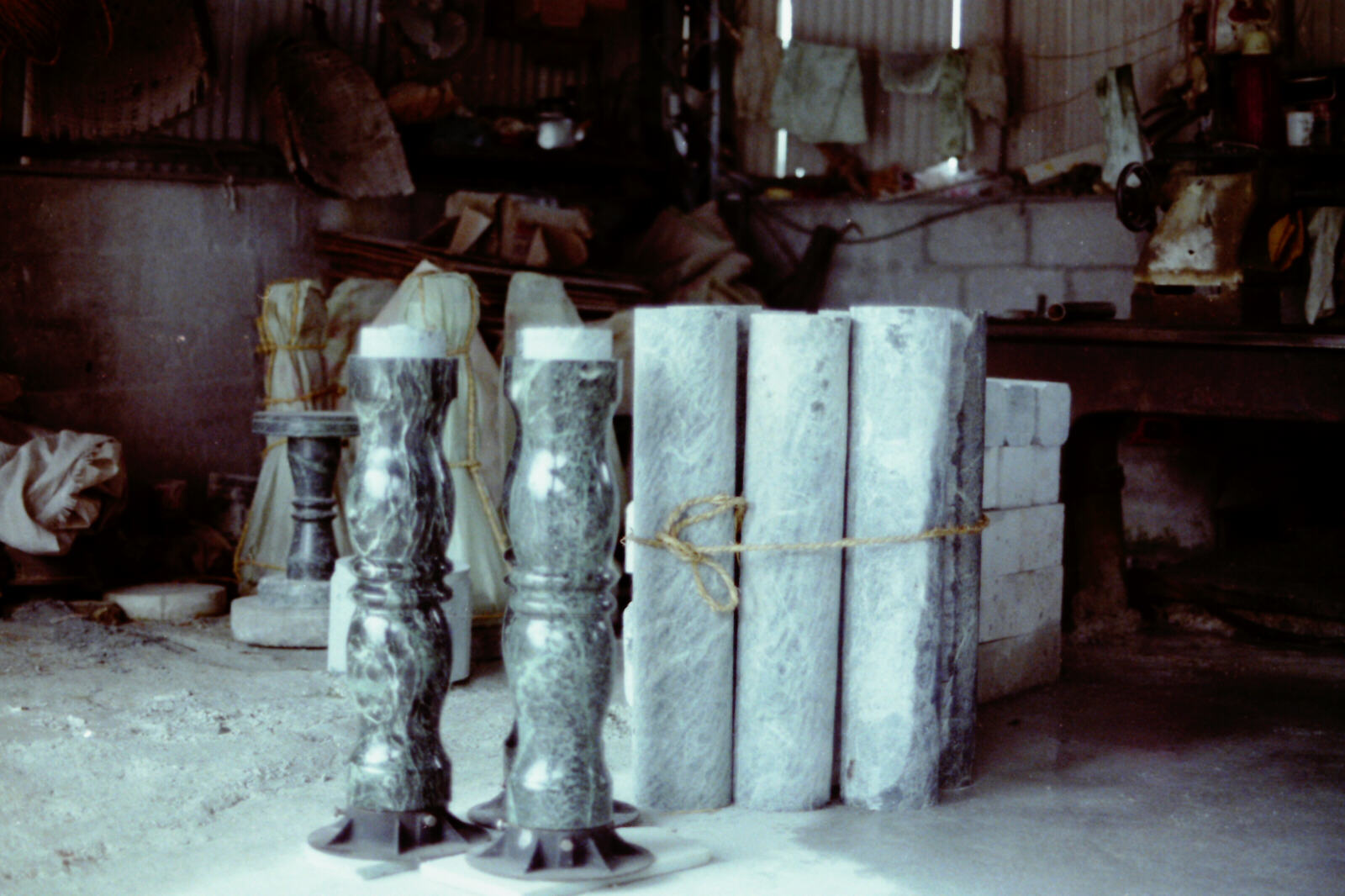 Before and after working in a marble factory near Taroko Gorge, Taiwan