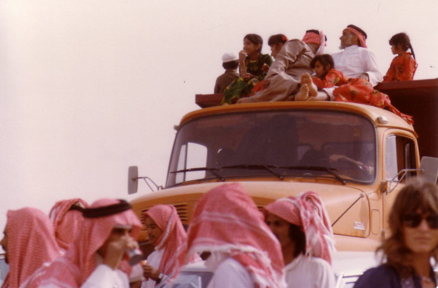 Spectators at the camel races near Riyadh, Saudi Arabia