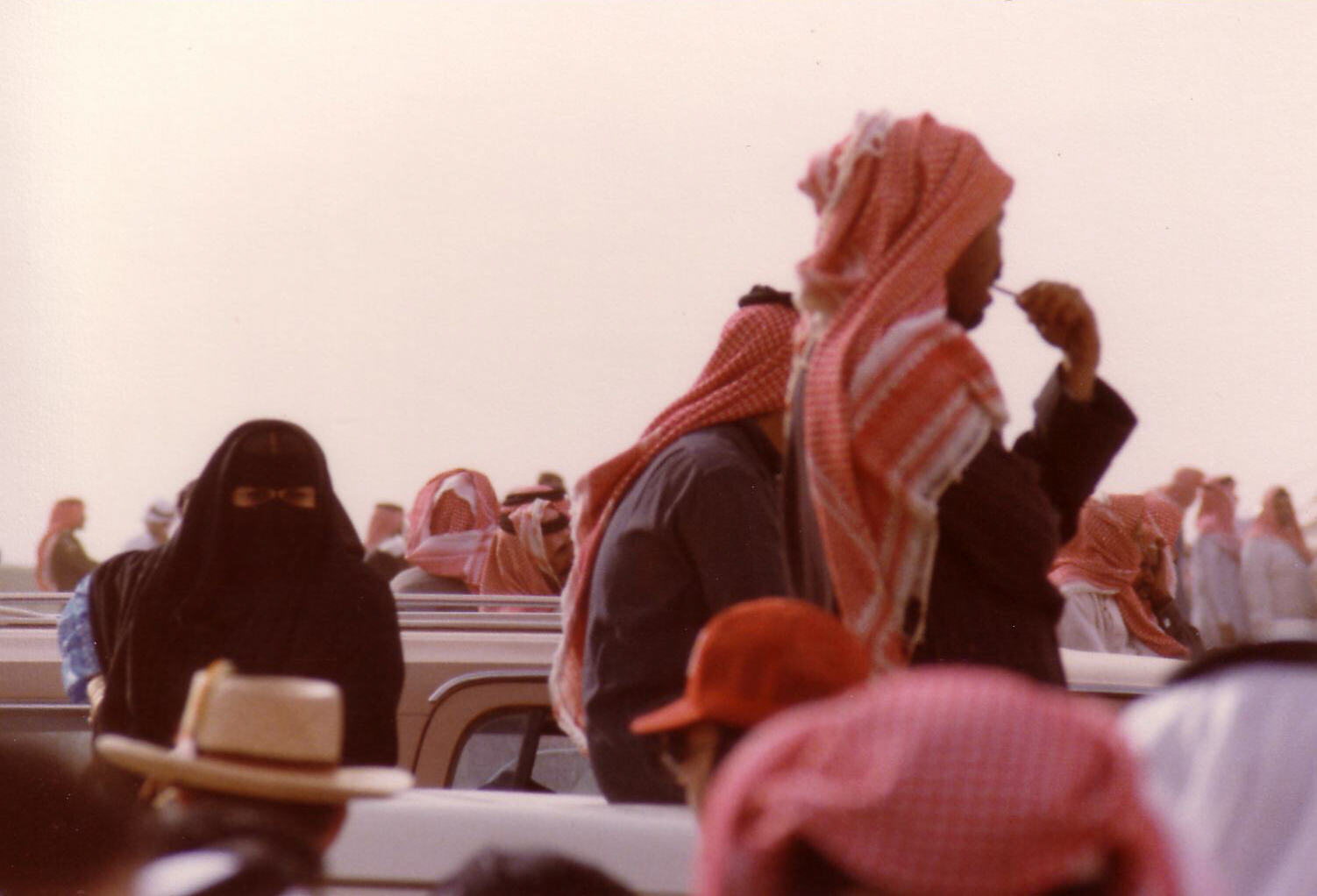 Spectators at the camel races near Riyadh, Saudi Arabia