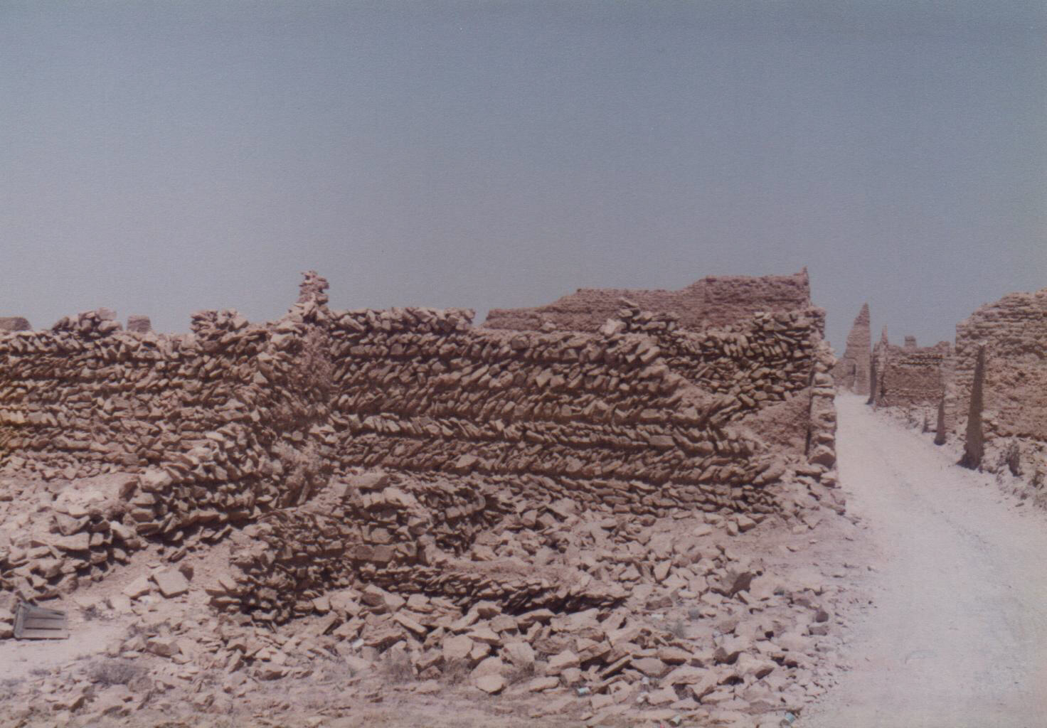 A mud-brick wall in Al Diriyah near Riyadh, Saudi Arabia