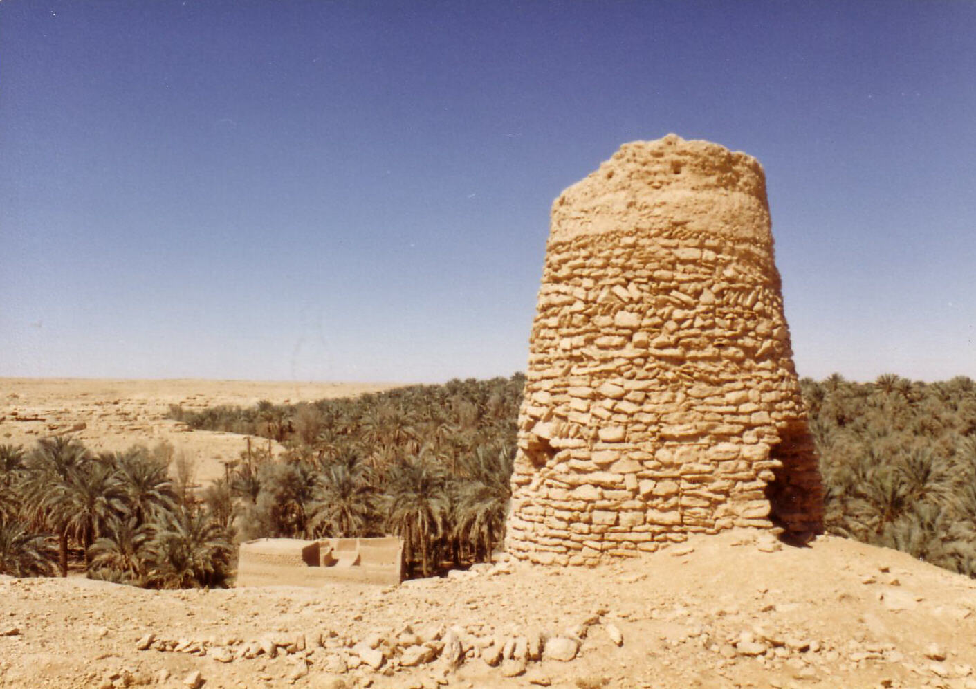 Watchtower overlooking Mushayrifa Palm Grove near Al Diriyah, Saudi Arabia