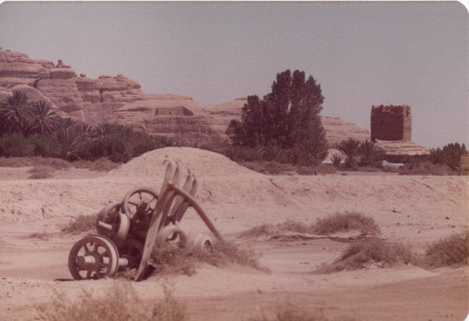 Hejaz railway track blown up during the war, at Medain Saleh, Saudi Arabia