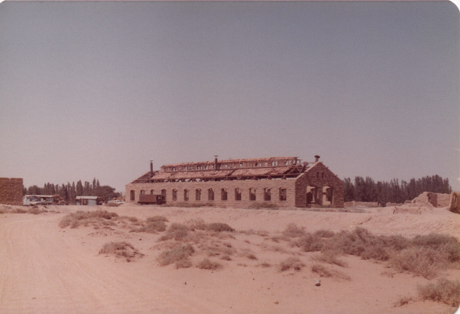 The Hejaz railway engine shed at Medain Saleh, Saudi Arabia, in 1980