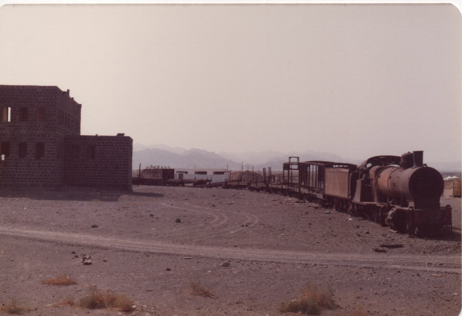 A complete train at Al Buwayr Hijaz railway station, Saudi Arabia