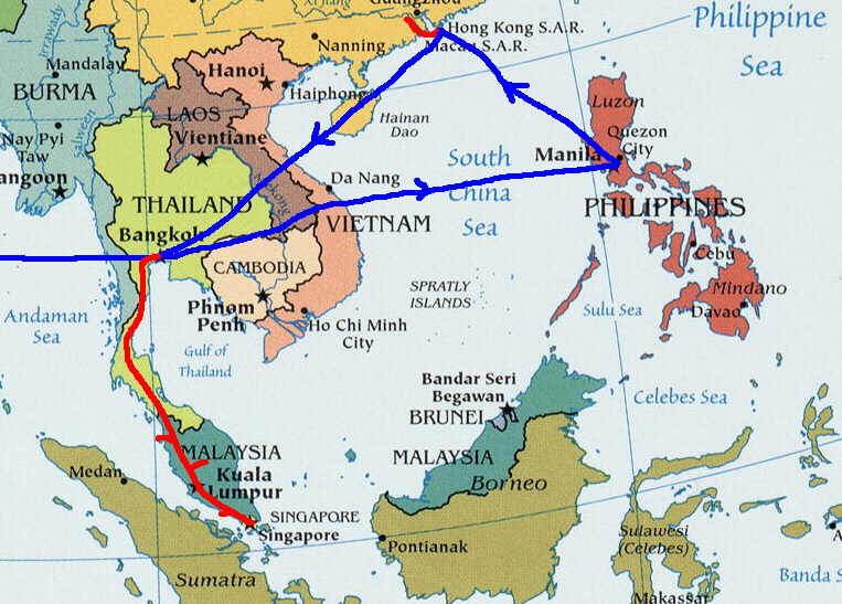 Our route round the far east in 1980