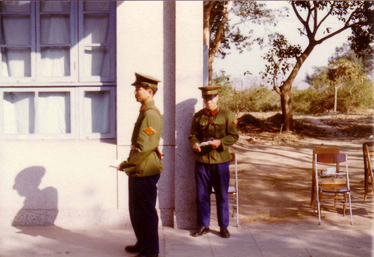 Chinese border guards on the Macau-China border