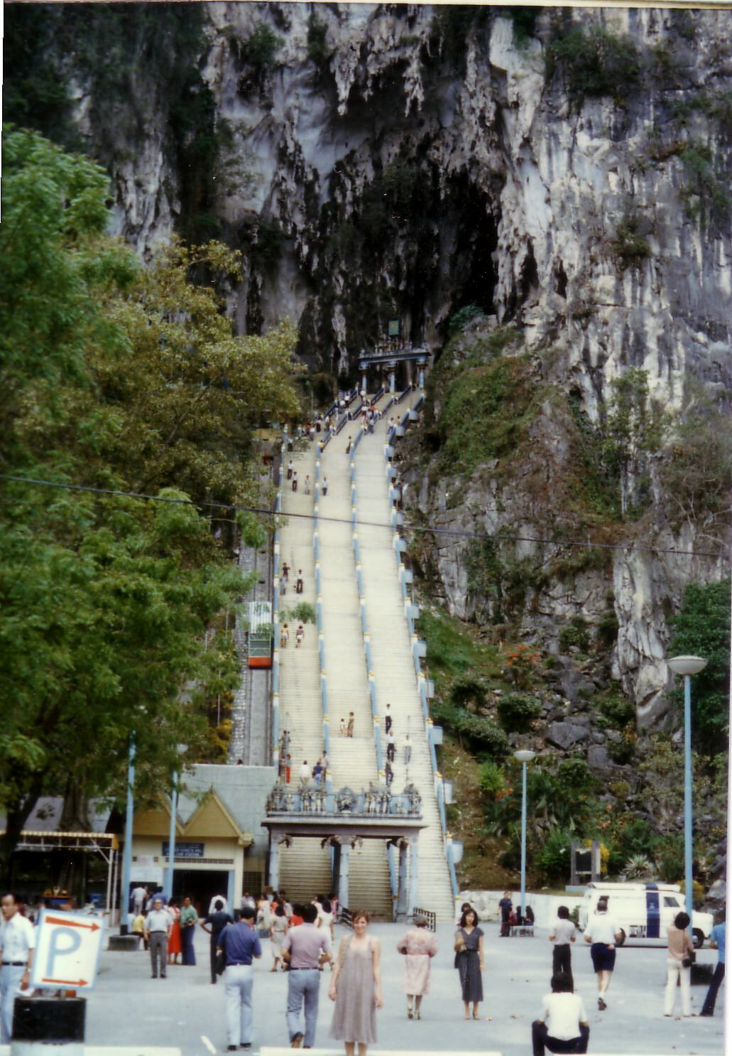 Steep steps up to the Batu Caves near Kuala Lumpur, Malaysia