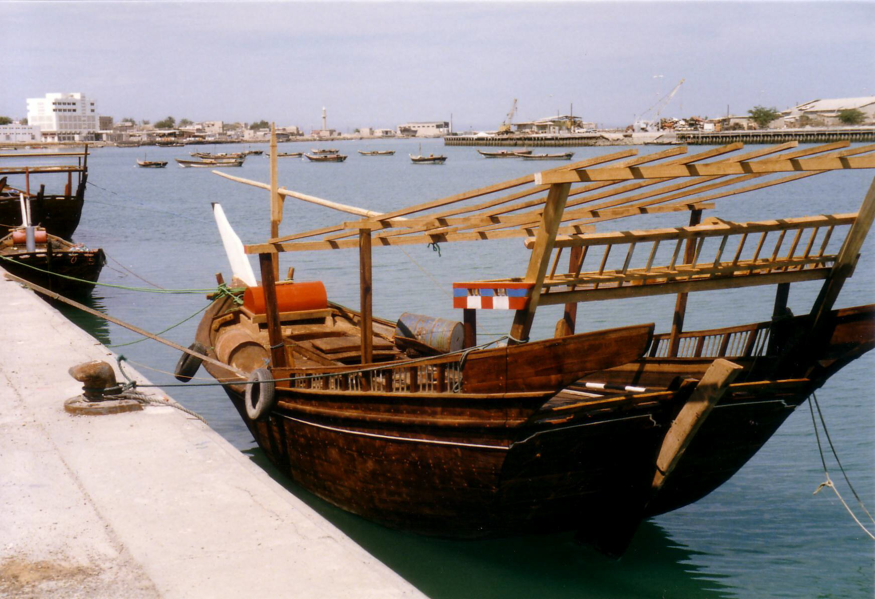 Wooden fishing boats in Ras Al Kaymah harbour, UAE