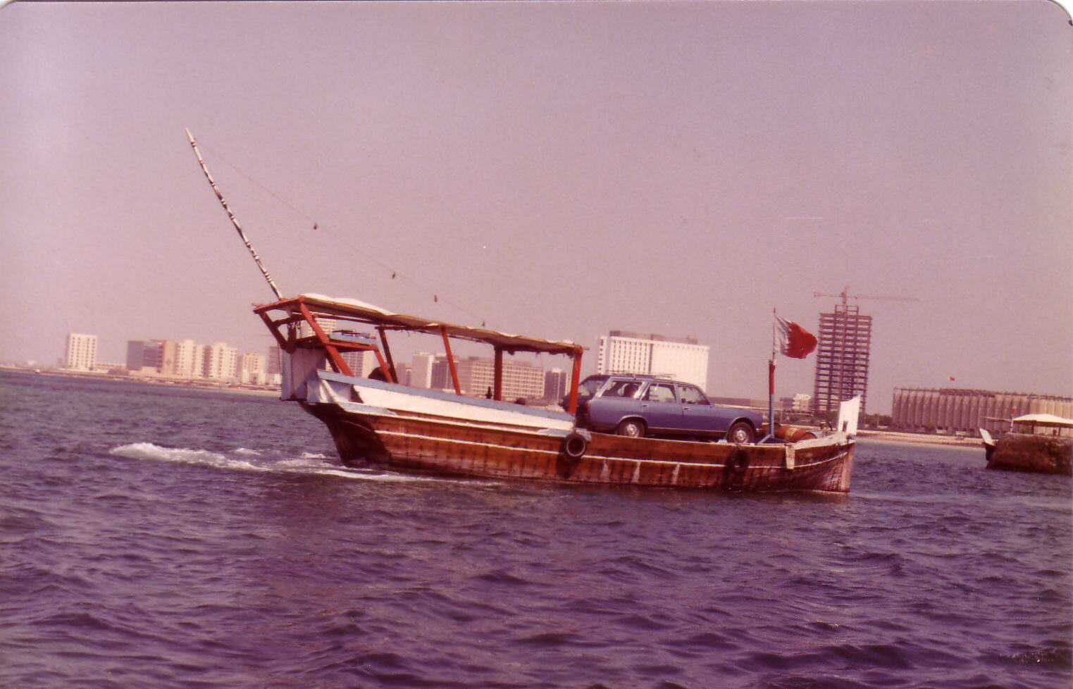 A car in a dhow at Manama seaport in Bahrain