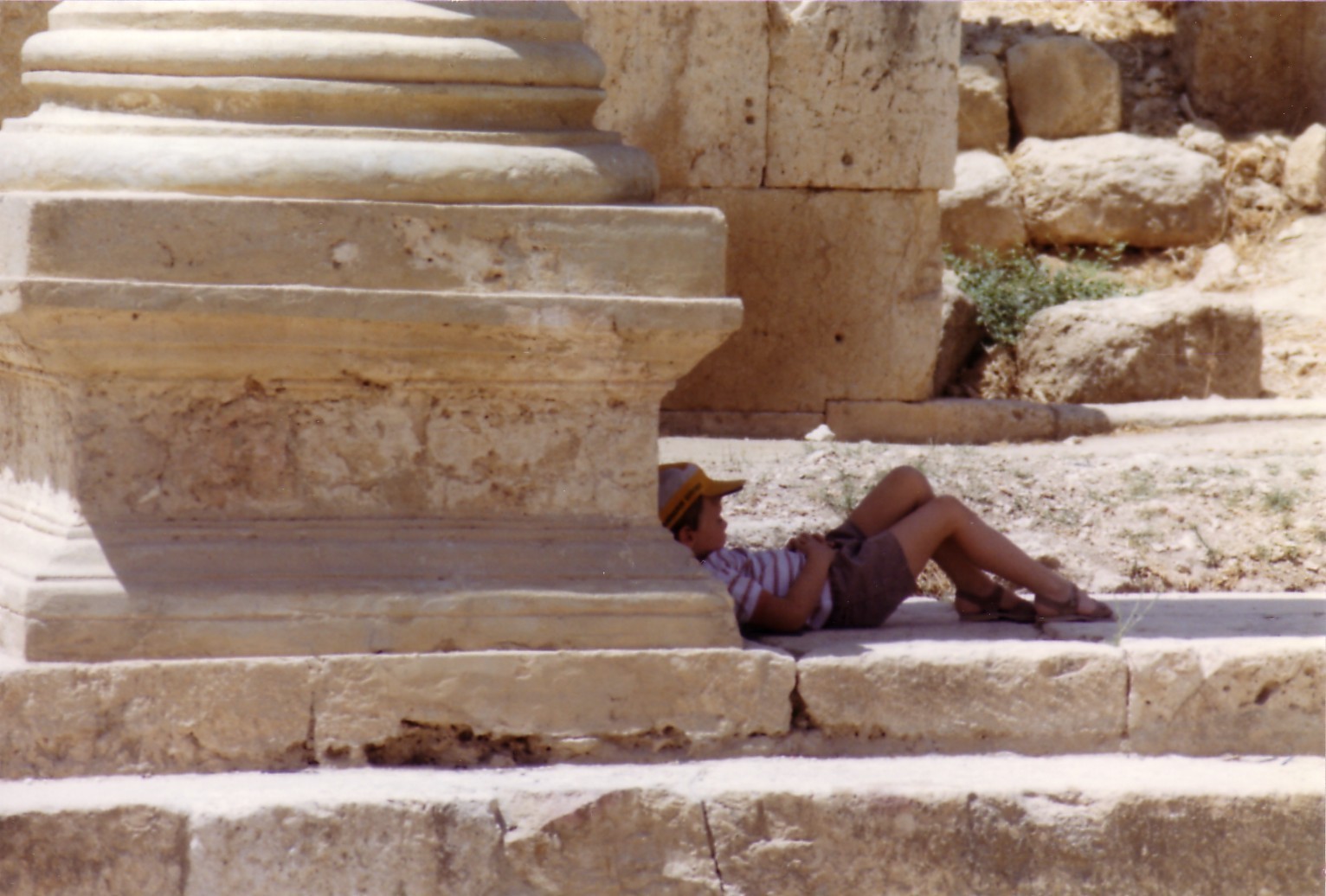 Time out in the Roman ruins at Jerash in Jordan