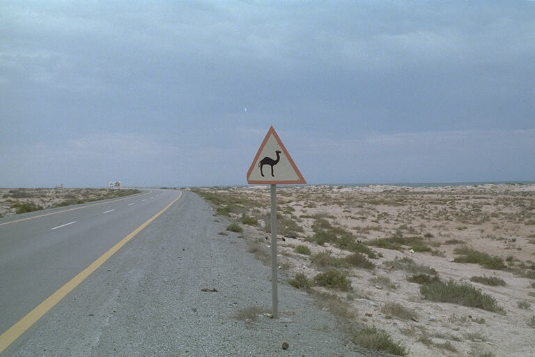 Warning, hazard on the road in Saudi Arabia