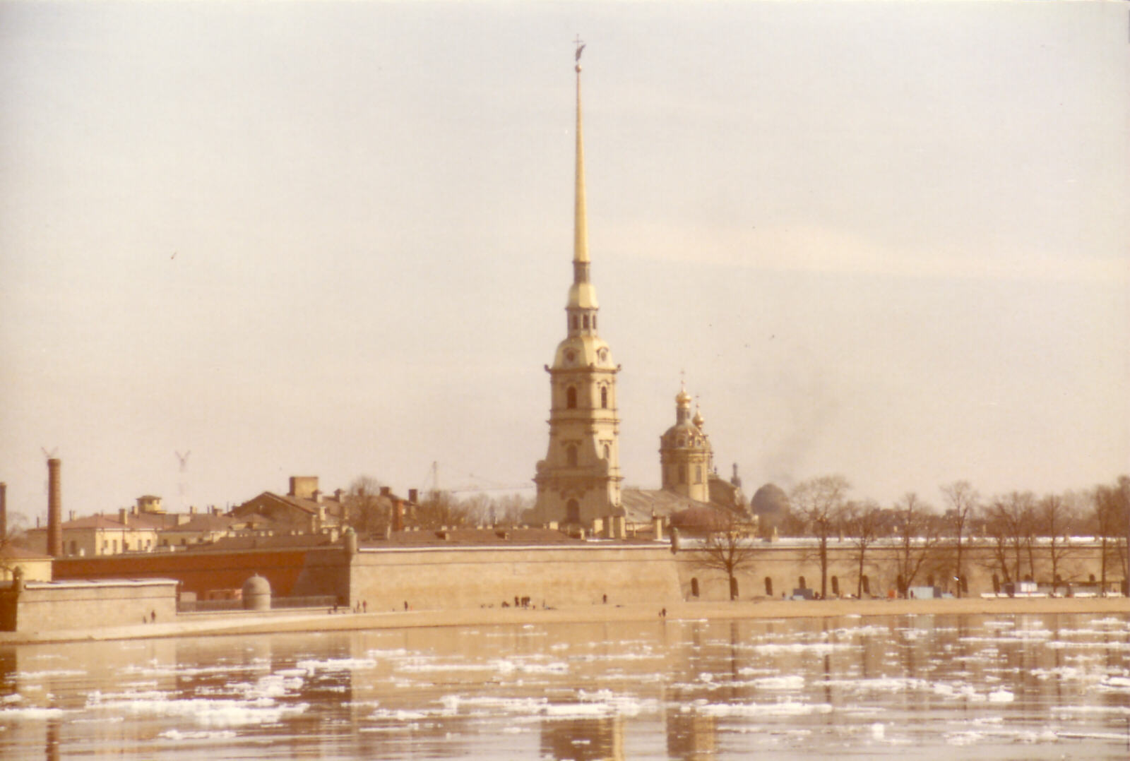 Ice floes on the river by Peter and Paul fortress, Leningrad