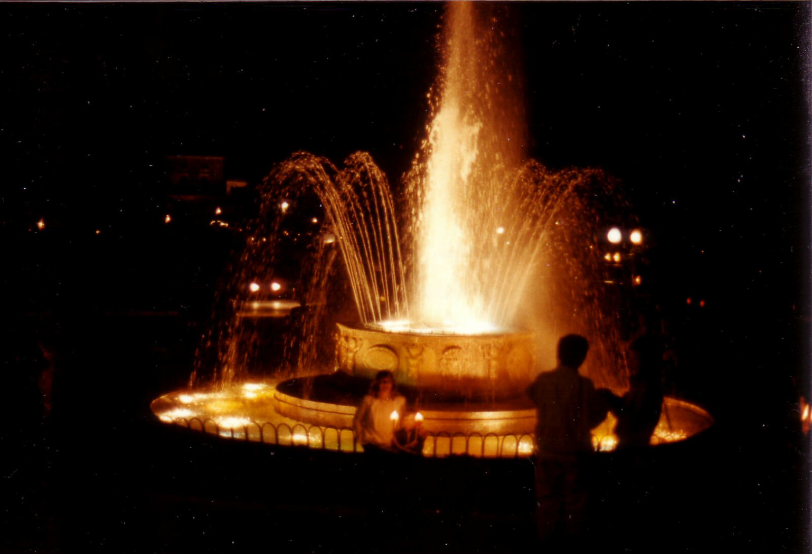 Illuminated fountain in Kerkyra, Corfu