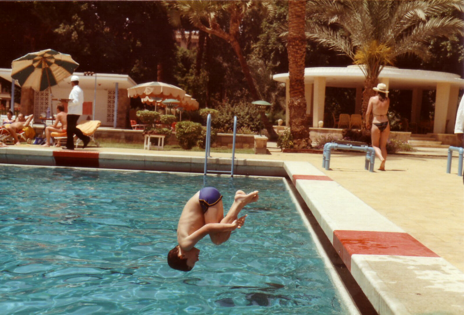 The swimming pool at the Winter Palace hotel in Luxor, Egypt