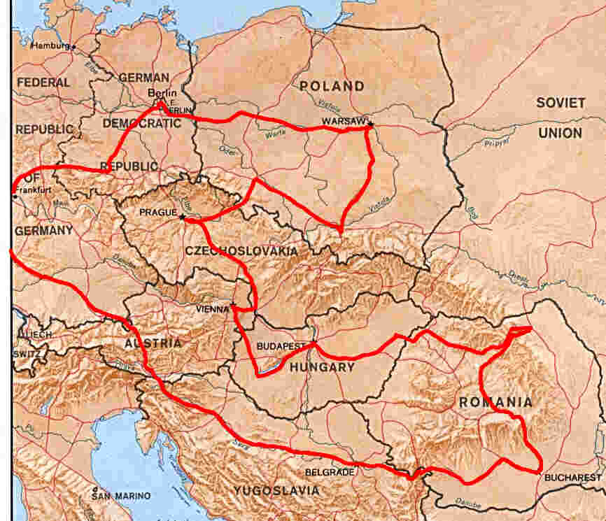 Our route behind the Iron Curtain around Eastern Europe