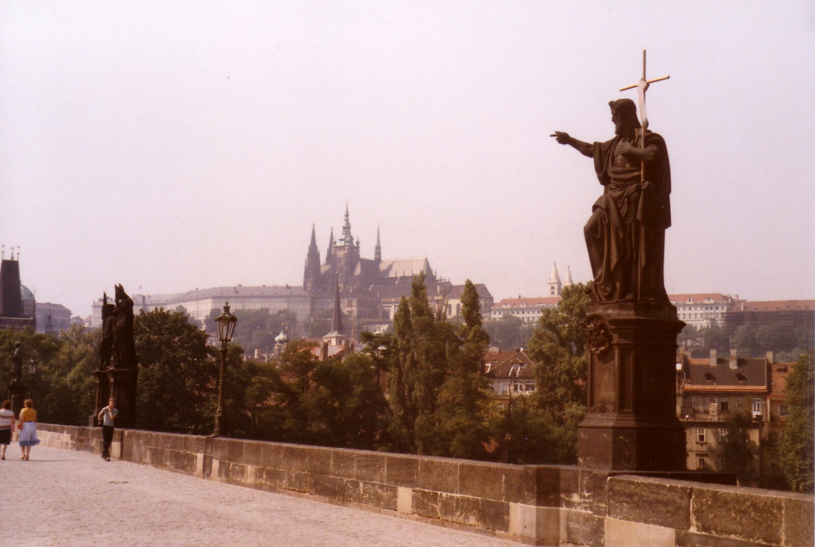 Charles Bridge and Castle Hill in Prague, Czechoslovakia