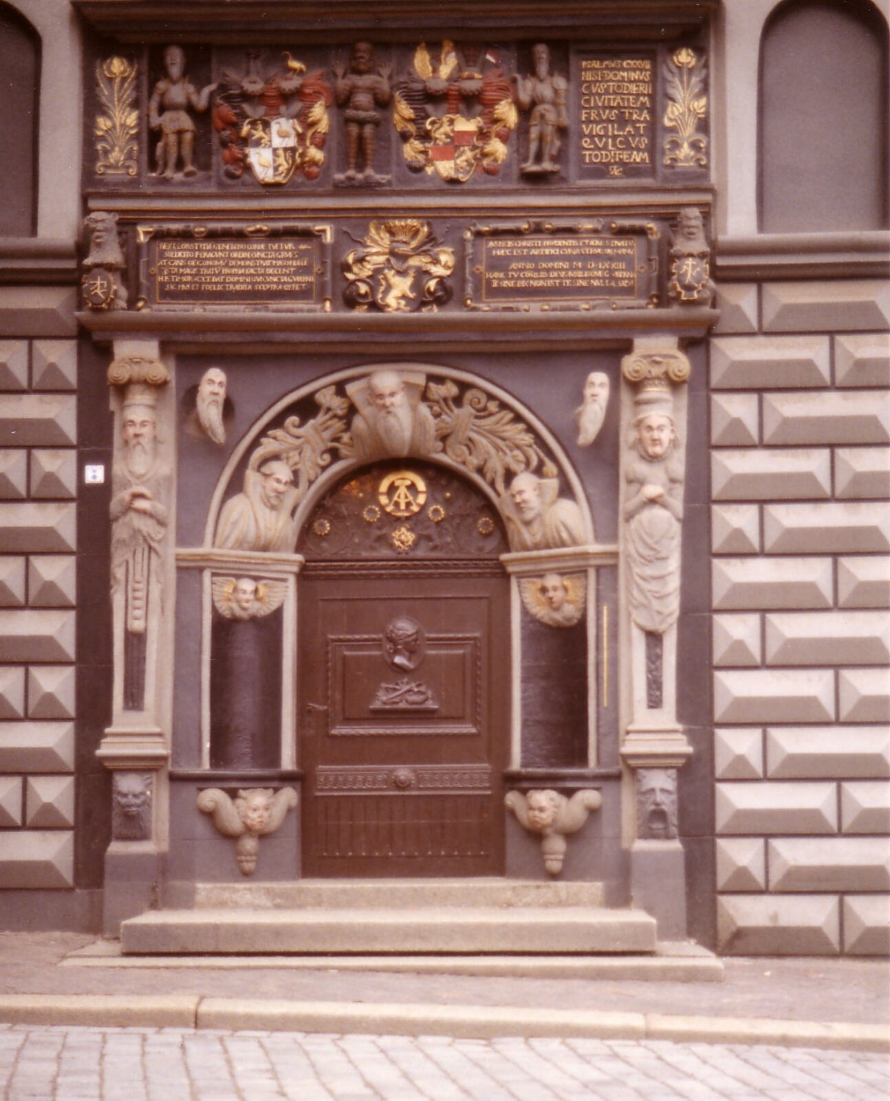 An elaborate doorway in Gera, East Germany