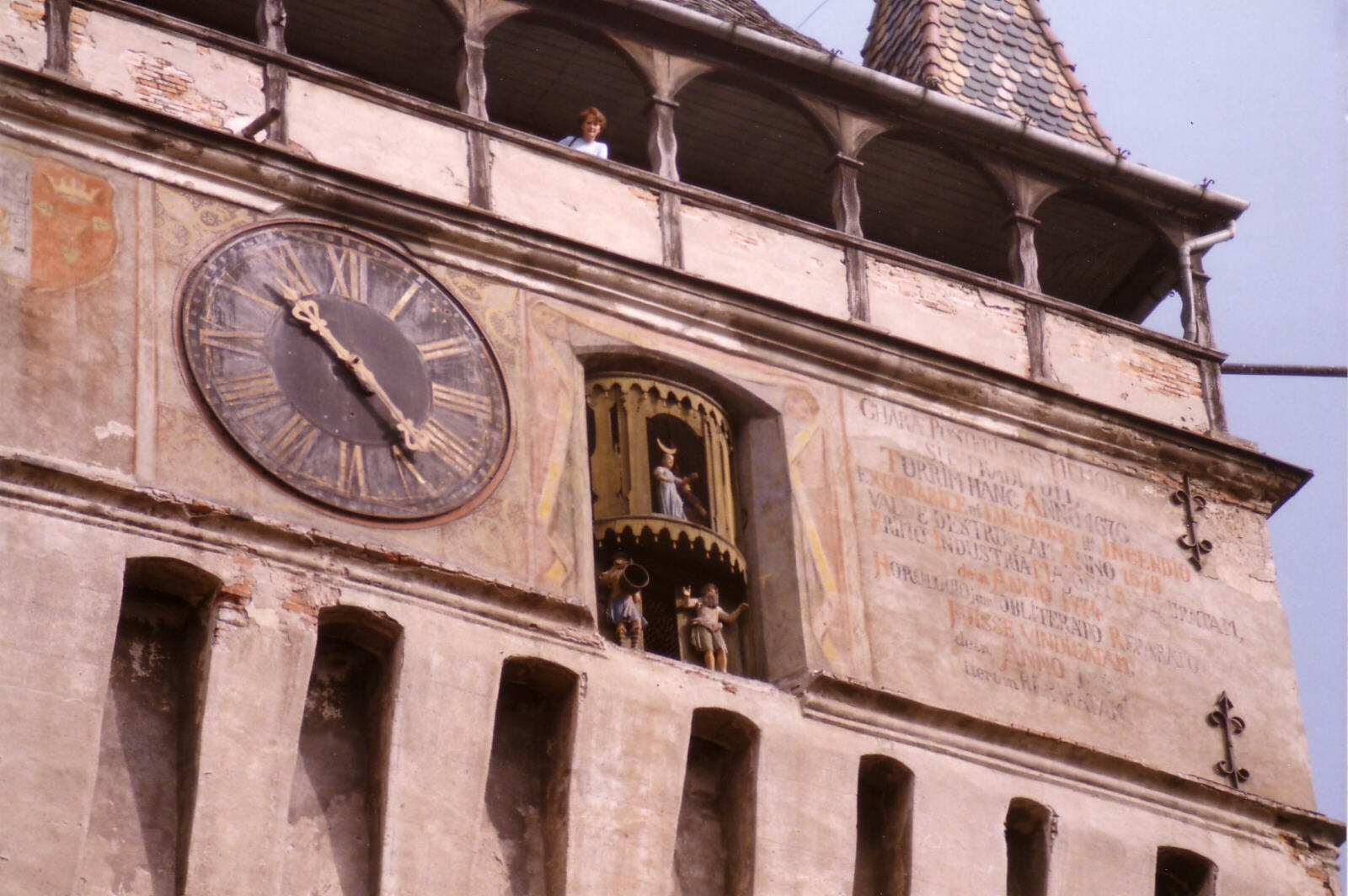 Clock tower in Sighisoara in Transylvania, Romania