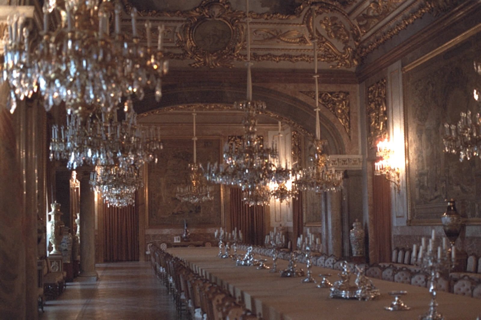 The banquet hall in the royal palace in Madrid, Spain