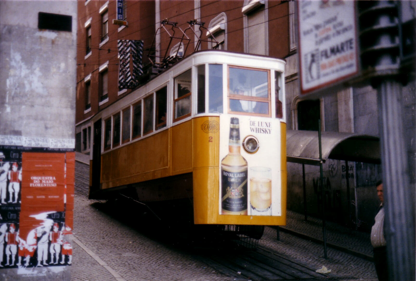 A tram takes you up the steep hills in Lisbon