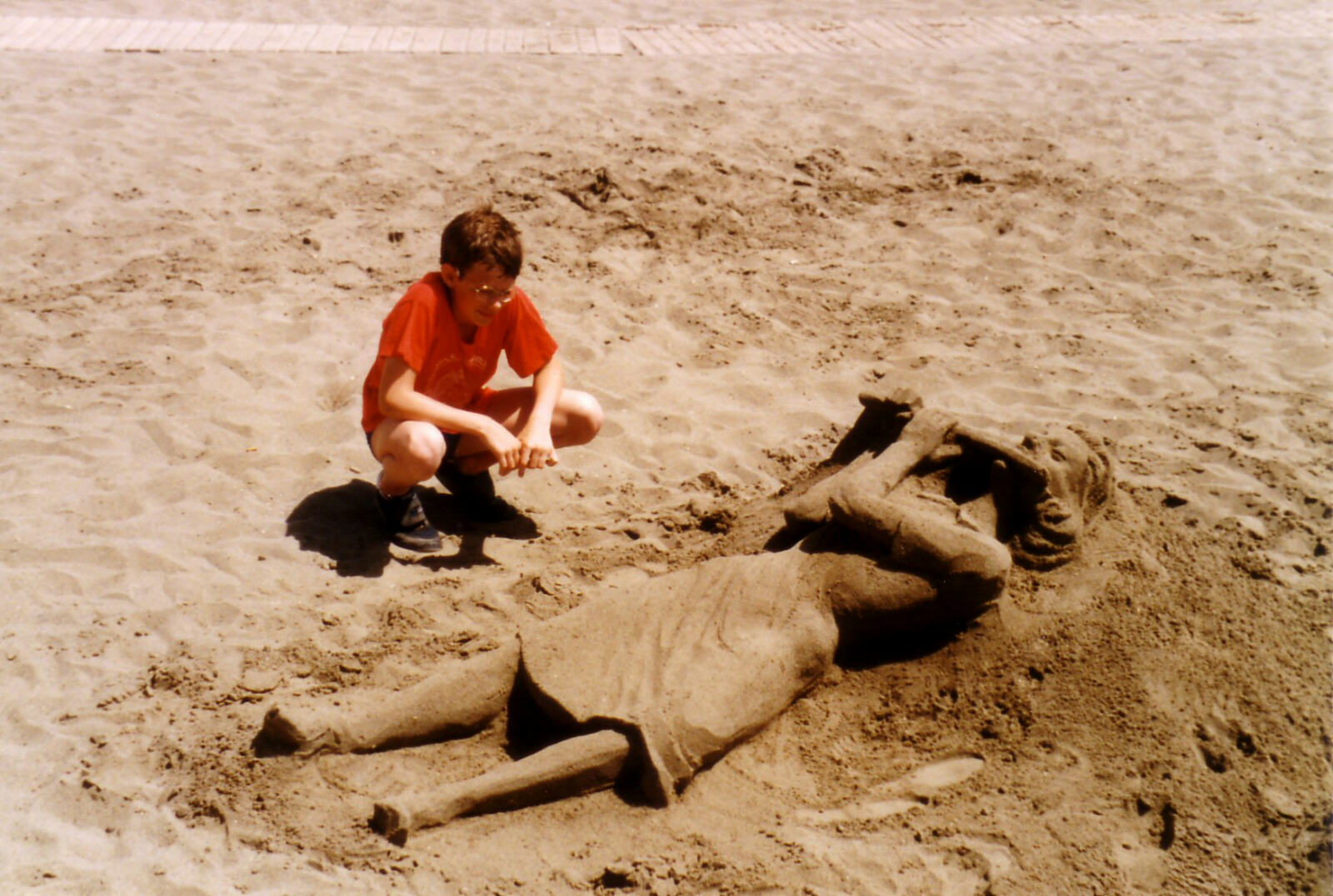 Sand sculpture on the beach at La Carihuela, Spain