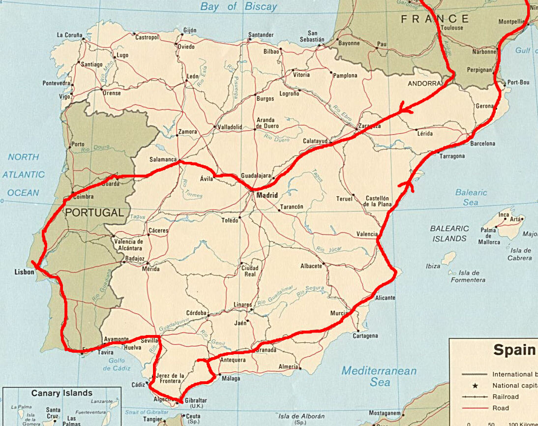 Our route around Iberia