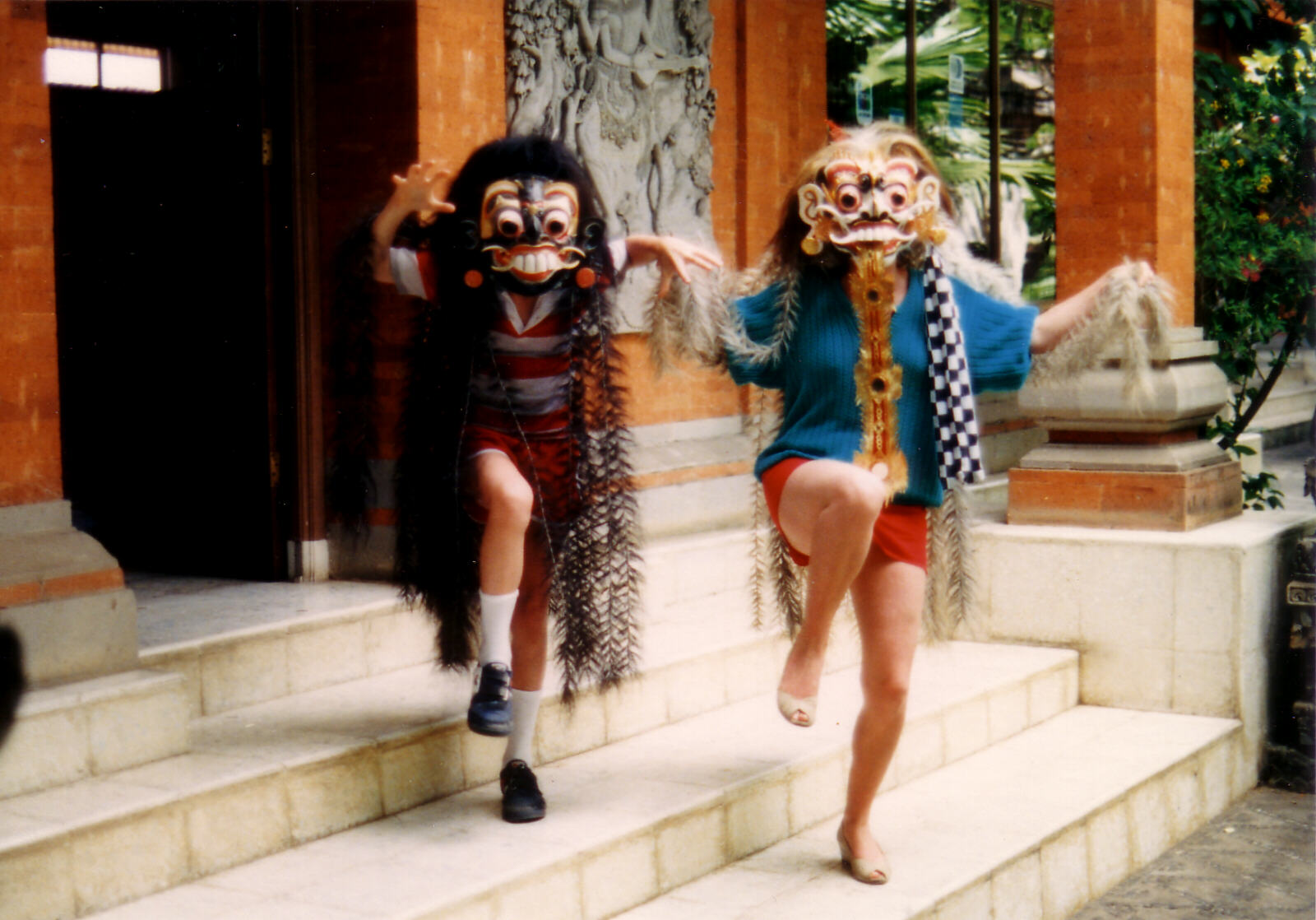 Traditional masks at a wood-carvers' village in Bali