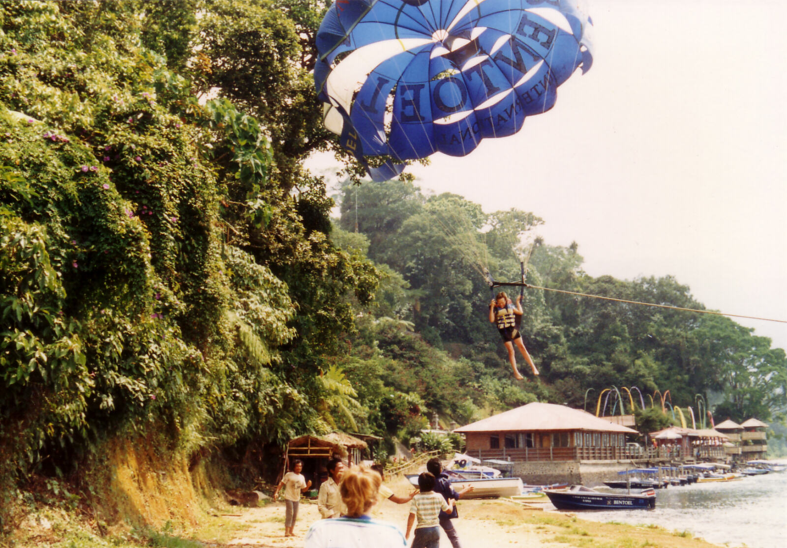 Parasailing on Lake Bratan in Bali, Indonesia