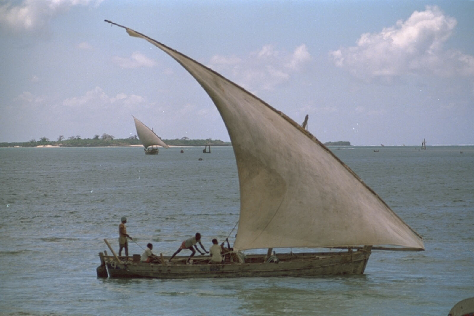 A dhow approaching the harbour in Dar es Salaam, Tanzania