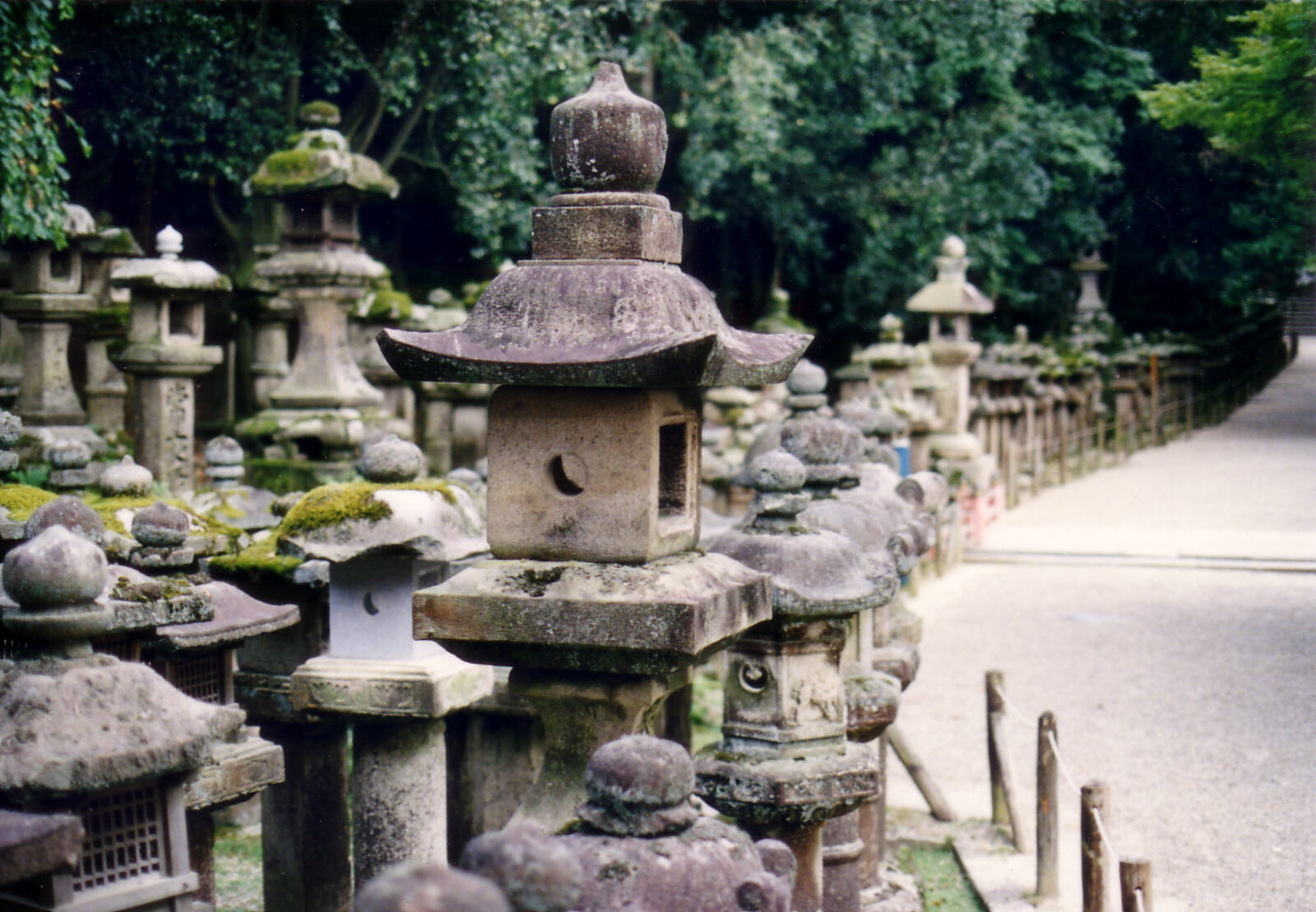 Stone lanterns at Kasuga Shrine at Nara near Kyoto, Japan