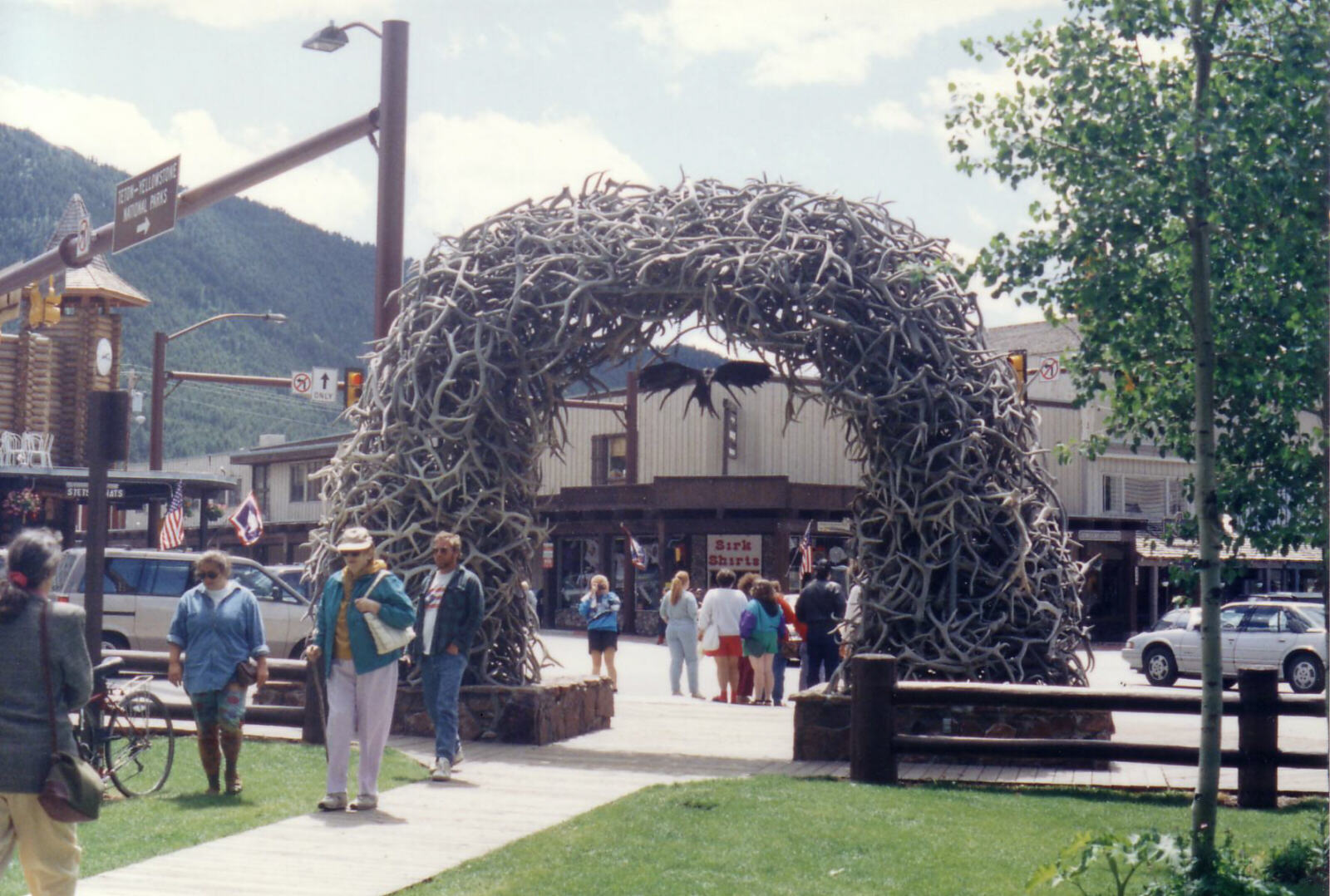 Elk atlers in Town Square, Jackson, Wyoming USA