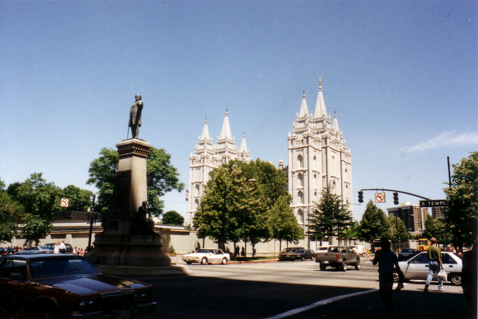 The Temple and Brigham Young statue in Salt Lake City, Utah