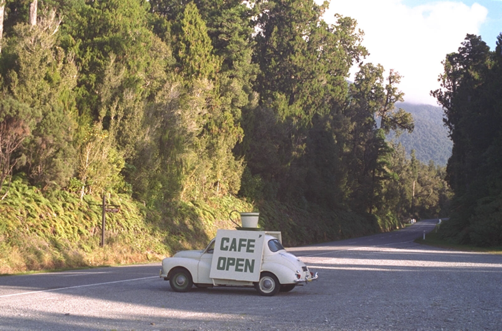 A caf near Haast in south island, New Zealand